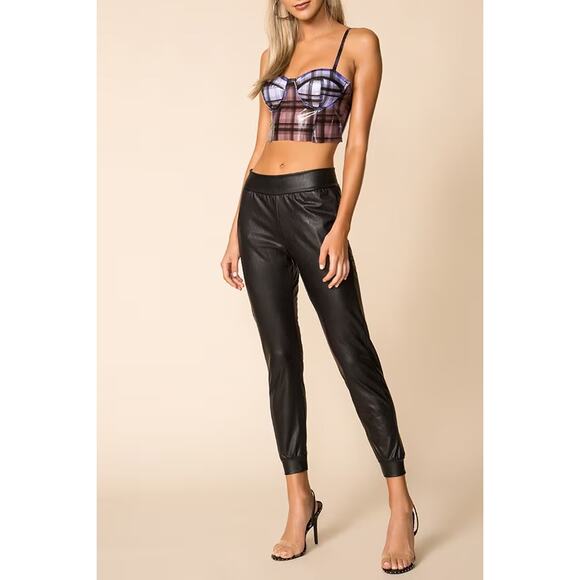 Commando Black Faux Leather Jogger Pants Small Comfort Chic Pull On Minimal - Picture 3 of 10